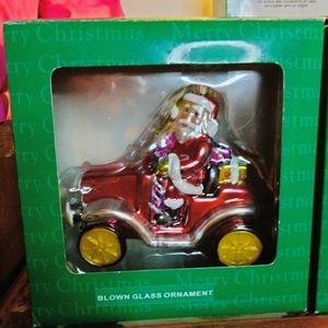 3 Vintage large Hand blown Glass Christmas ornaments